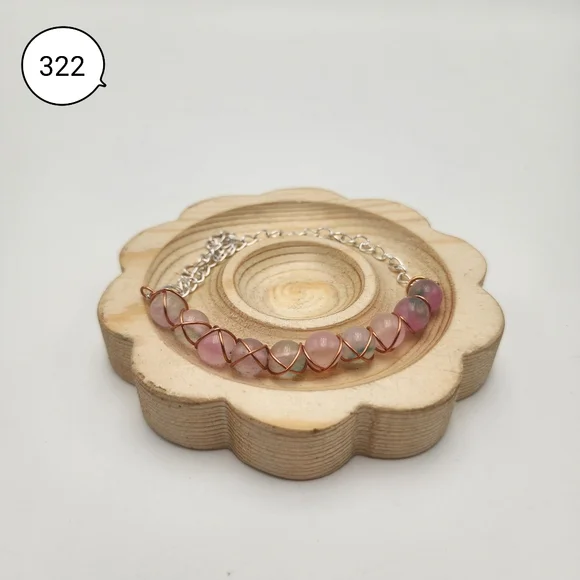 Handmade Wire-wrapped Elegant Pink Adjustable Beaded Bracelet - Picture 2 of 4